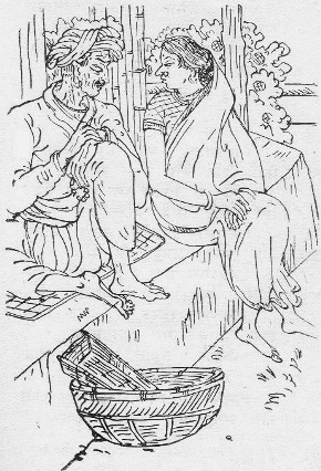 Tukaram with his wife Jeejaai, by Nandalal Bose, 1945